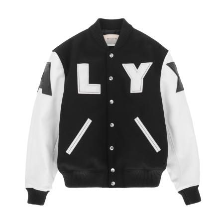 1017 Alyx 9Sm Leather Patch Logo Varsity Outerwear Black/White Men