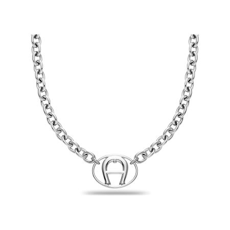 Affordable Silver Coloured Necklace With Oval Logo Jewelry Women Aigner