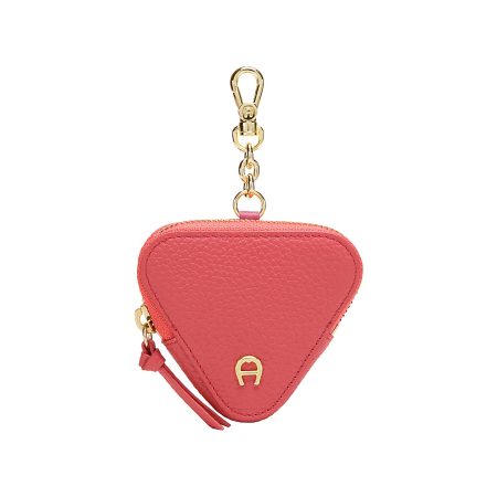 Aigner Dusty Rose Leather Accessories Women Fashion Triangle Coin Purse Keychain Order