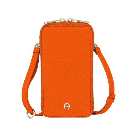 Aigner Element Orange Leather Accessories High-Quality Fashion Phone Pouch Women