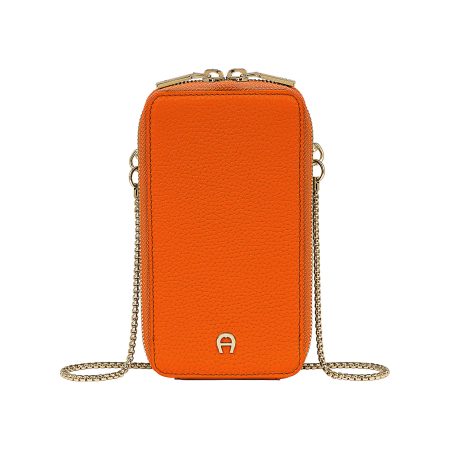 Aigner Element Orange Leather Accessories Women Smartphone Pouch With Chain Creative