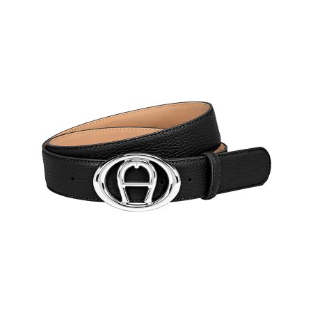 Black Women Aigner Belts Logo Belt 3.5 Cm Premium