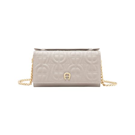 Economical Leather Accessories Aigner Women Wallet On Chain With Handle Pearl White