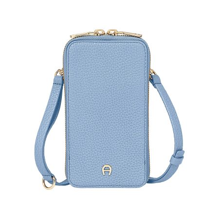 Fashion Phone Pouch Aigner Glaze Blue Leather Accessories Women Exceptional