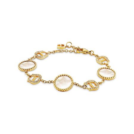 Gold Coloured Women Jewelry Popular Bracelet With A-Logo And Round Pendant Aigner