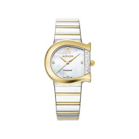 Ladies Watch Matera Diamond Silver-Gold Aigner Must-Go Prices Women Watches