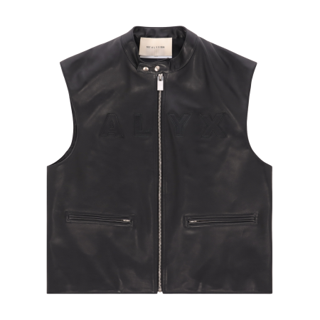 Men 1017 Alyx 9Sm Leather Logo Racer Vest Black Outerwear