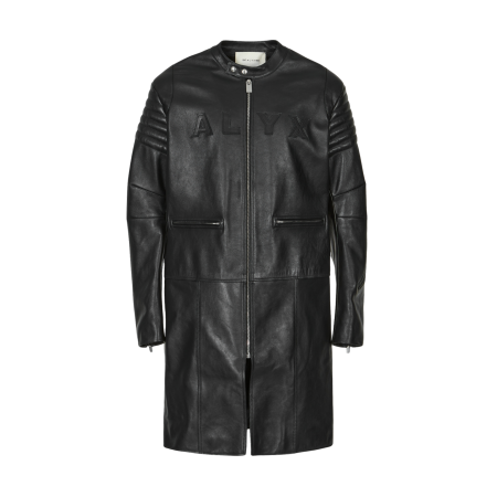 Men Outerwear 1017 Alyx 9Sm Long Leather Moto Coat Black
