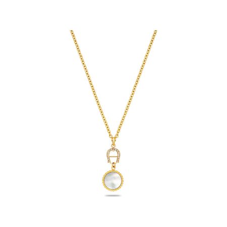 Necklace With Round Logo Pendant Women Gold Coloured Peaceful Aigner Jewelry