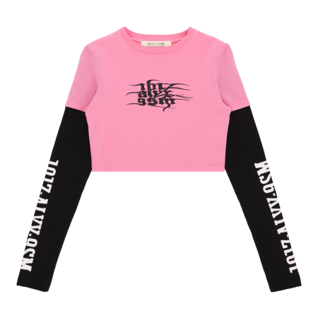 T-Shirts Double Sleeve Cropped Tee Women 1017 Alyx 9Sm Pink/Black