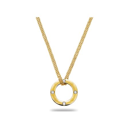 Women Gold Coloured Jewelry Long Ecklace With Ring Pendant Sturdy Aigner
