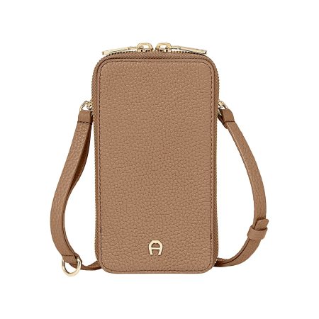 Women Leather Accessories Secure Fashion Phone Pouch Warm Taupe Aigner