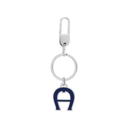 Women Luxe Blue Aigner Discover Logo Keychain Keychains & Key Cases